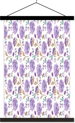 Produktbild von MuchoWow® Textilposter Blumen - Lila - Rosen 120x180 cm mit schwarzem Rahmen - Fotos