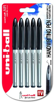 Imagen del producto de uni-ball 153544665 UB-188-L, bolígrafo Air, tinta Super, resistente a la falsificación, punta de pluma estilográfica, paquete de 5 unidades, color