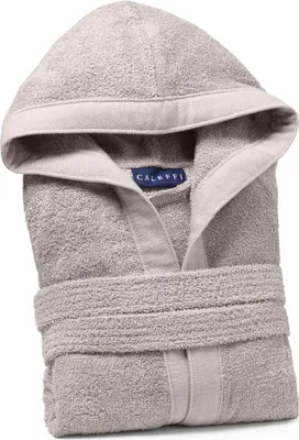 Immagine prodotto di Accappatoio in cotone grigio taglia XL con cappuccio, cintura e tasche, 400 g/m²