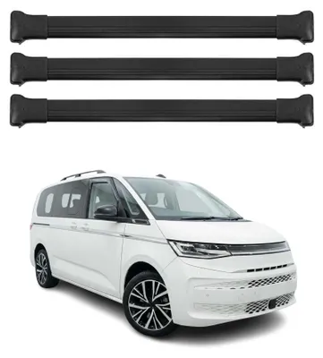 Image de Barres de toit transversales pour VW Transporter T7 2023-2026 Aluminium Noir 3x