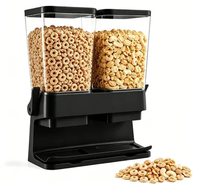Müslidispenser 2×3L, schwarz, Press & Go, transparent