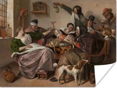 Produktbild von MuchoWow® Poster So früh wie gesungen, so spät wie geguckt - Jan Steen 80x60 cm - Kunst für zu Hause