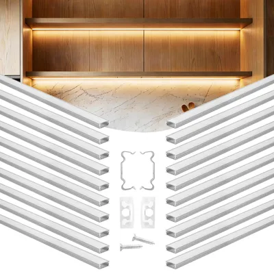 Immagine prodotto di Profilo LED - Profilo a U in alluminio, confezione da 20 pezzi da 1 m - Anodizzato - Copertura opaca/diffusore - Tappi terminali e clip - Per strisce LED - Ideale per mobili sospesi e piani di lavoro
