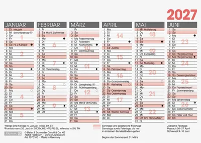 Produktbild von 2027 BRUNNEN Tafelkalender A6 1S/6Monate