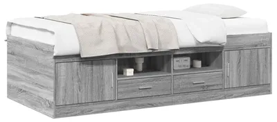 Immagine prodotto di Struttura letto con contenitore, grigio Sonoma, 80 x 200 cm, materiale derivato dal legno