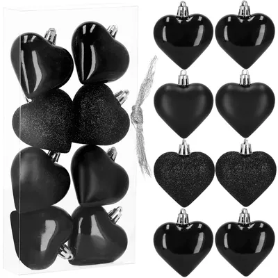Immagine prodotto di Set di 8 cuori neri, ornamenti natalizi