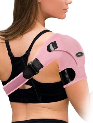 Produktbild von Medizinische Schulterbandage bei Schleimbeutelentzündung und Rotatorenmanschettenverletzungen – Unisex-Kompressions-Schulterstütze mit Führung (Pink)