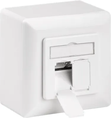 Produktbild von Wentronic CAT 6 Universaldose inkl. Aufputzmontage-Rahmen, Weiß - 2x RJ45 Netzwerkdose geschirmt