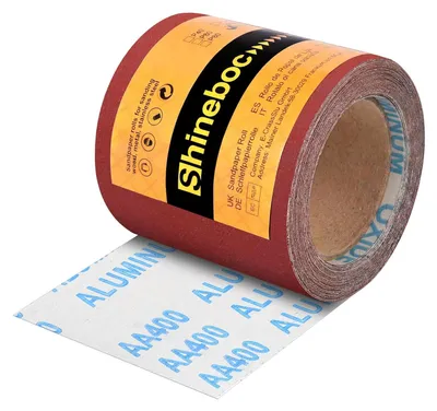 Imagen del producto de Rodillo de papel de lija, grano 400, 115 mm x 10 m, para madera y metal