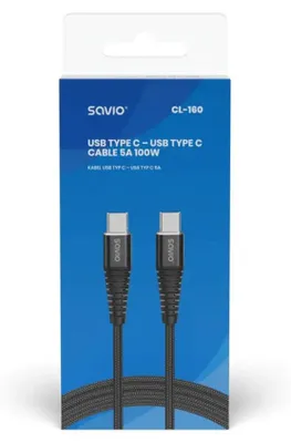 Zdjęcie produktu dla Kabel USB Savio CL-160 2 m USB 2.0 USB C - USB C Czarny