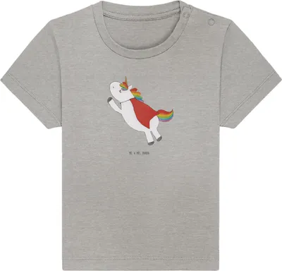 Produktbild von Mr. & Mrs. Panda  T-Shirt Einhorn Super 24. - 36. Monat - Heather Grey - Geschenk, Baby Shirt, Freundin, Einhörner, Babyshirt, Unicorn, Superheld, Held, Kinder