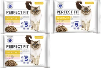 Produktbild von PERFECT FIT™ Katze Portionsbeutel Multipack Sensitive 1+ mit Huhn und mit Lachs 3 x 4 x 85g