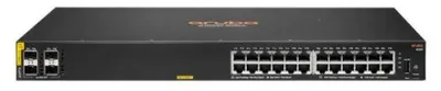 Immagine prodotto di Switch HPE Aruba Networking CX 6100 24G Class4 PoE 4SFP+ 370W, gestito, L3, Gigabit Ethernet (10/100/1000), supporto Power over Ethernet (PoE), montaggio a rack, 1U