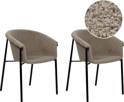 Zdjęcie produktu dla BELIANI Zestaw 2 krzeseł do jadalni beżowoszare boucle tapicerowane taupe nowoczesny design meble do jadalni