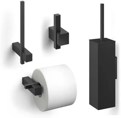 Produktbild von ZACK Carvo Toilettenzubehörset 4-in-1 Quadratisch Schwarz