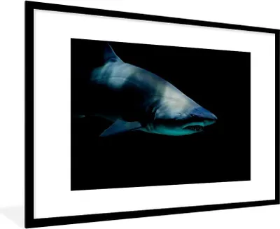 Produktbild von MuchoWow® MuchoWow® Gerahmtes Poster Hai - Makro - Wasser 90x60 cm - Poster mit zchwarzem Bilderrahmen - Wanddekoration - Fotos