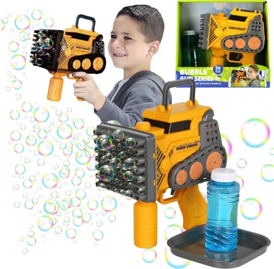 Produktbild von Seifenblasenmaschine BAGGER Baumaschine 56 Düsen + GRATIS 100ml Flüssigkeit, Seifenblasen für Kinder 3+