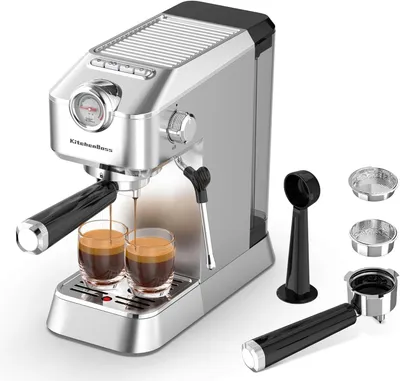 Siebträger-Espressomaschine 15 bar, 1,2 l, Edelstahl, Milchaufschäumer