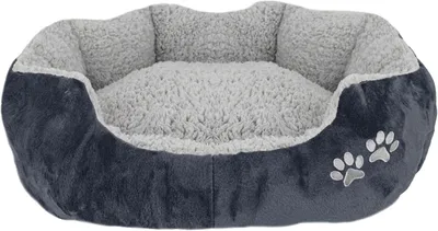 Produktbild von Domarex Weiches Hundebett/Katzenbett Snozzy M – Flauschige und warme Schlafstätte, rutschfest für Hunde und Katzen - 57x52 cm - Grau/Grafit