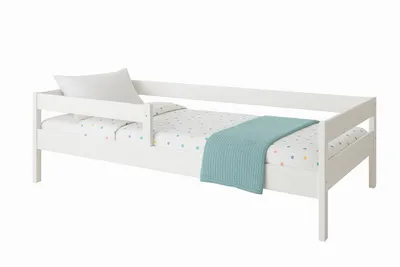 Produktbild von Kinderbett Pino 200x90 Kinderbett mit Rausfallschutz & Lattenrost weiß 90 x 200 für Mädchen und Jungen