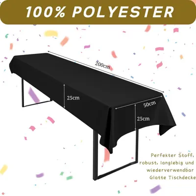 Productafbeelding van Biertisch tafelkleed, 4 stuks, zwart, 250x100 cm, waterdicht, polyester, vlekbestendig
