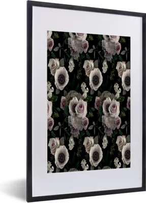 Produktbild von MuchoWow® MuchoWow® Gerahmtes Poster Blumen - Rose - Anemone 40x60 cm - Poster mit zchwarzem Bilderrahmen - Poster in Rahmen