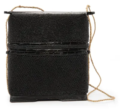 Image de Bazar Bizar Panier bambou et perles noir 25x25x27cm