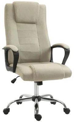 Zdjęcie produktu dla Krzesło biurowe Vinsetto, ergonomiczne krzesło biurkowe z zagłówkiem, imitacja lnu
