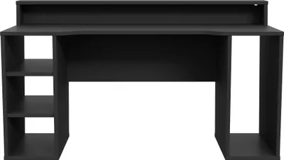 Produktbild von Gamingtisch >TEZAUR< 5 Fächer, 2 Böden, Ablage, schwarz - 160x91,1x72cm (B/H/T)