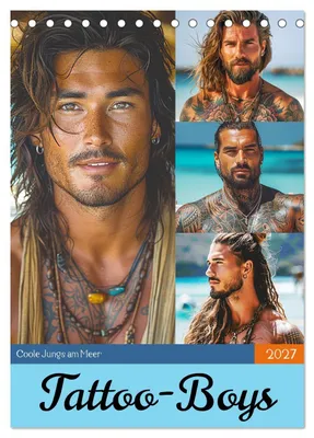 Produktbild von Tattoo-Boys. Coole Jungs am Meer (Tischkalender 2027 DIN A5 hoch), CALVENDO Monatskalender