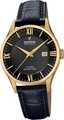 Produktbild von Festina Leder Herren Uhr F20010/4 Armband-Uhr schwarz Swiss Made D2UF20010/4