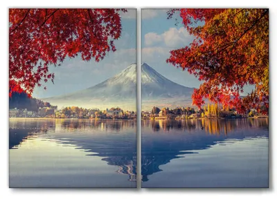 Image de Giallobus - Paysage - Mont Fuji - Giallobus - 204x140cm | 2pz. x 100x140cm - Tableau - Toile