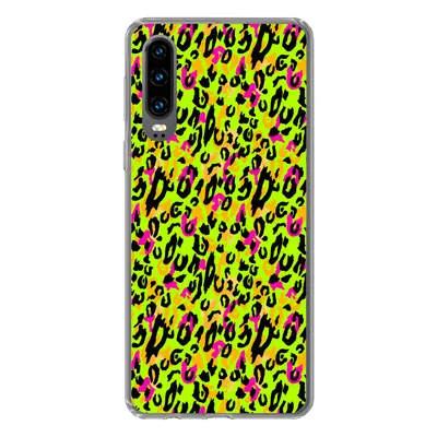 Produktbild von MuchoWow® Handyhülle Schutzhülle Hülle für Huawei P30 Tierprint - Panther - Neon - Gelb Silikon Softcase Handy Hülle - Kartenbesitzer