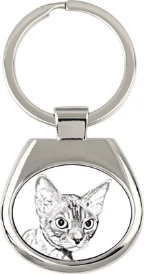 Obrázek produktu pro Devonský rex - klíčenka s kočkou, brelok s potiskem, personalizovaná přívěska značky Art-Dog