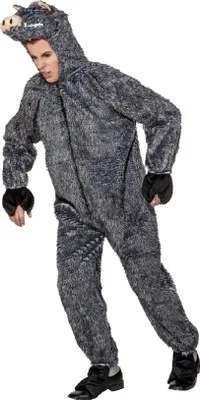 Produktbild von O7255-48-52 grau Herren Wildschwein Kostüm Schwein Overall Gr.48-52