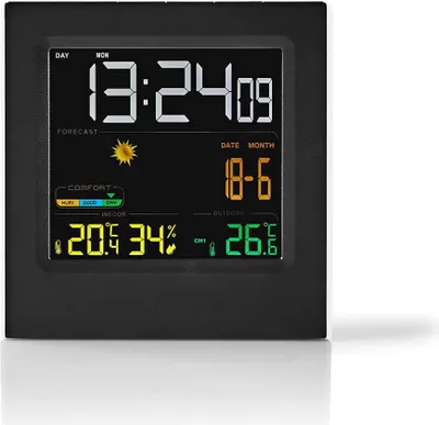 Immagine prodotto di Stazione meteorologica | Per interni ed esterni | Incluso sensore meteo wireless | Previsioni meteo | Visualizzazione dell'ora | Display a LED | Funzione sveglia