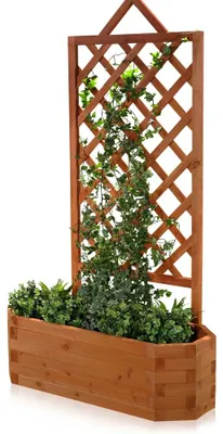 Produktbild von Spalier mit Blumenkasten Rankgitter Rosengitter Rankhilfe Rankkasten Rosen braun