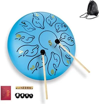 Produktbild von Famanu Tongue Drum - Handgefertigte Stahltrommel mit 11 Klangfarben - D-Dur