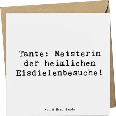Produktbild von Mr. & Mrs. Panda Grußkarte Spruch Tante Eisdielenmeisterin - Weiß - Geschenk, Verwandtschaft, Glückwunschkarte, Dankeschön, Lustig, Lächeln, anlasskarte, Nichte, Humor