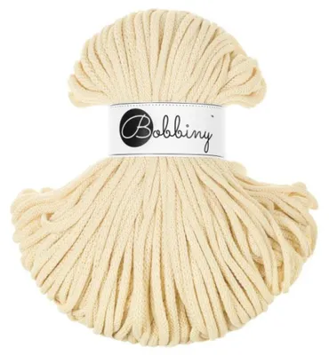 Produktbild von BOBBINY 5 mm Premium Flechtkordel 100 m Garn Häkeln Makramee 50 Farben Farbe Butter Yellow