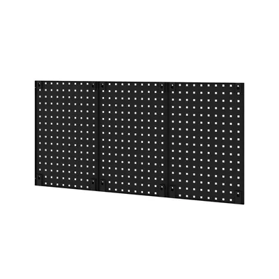 Obrázek produktu pro Perforovaný panel na nářadí Třídílný perforovaný panel na nářadí Nástěnný držák Perforovaný kovový panel Práškově lakované dílenské vybavení 60 cm x 120 cm x 1 cm ( v x š x h), barva: černá