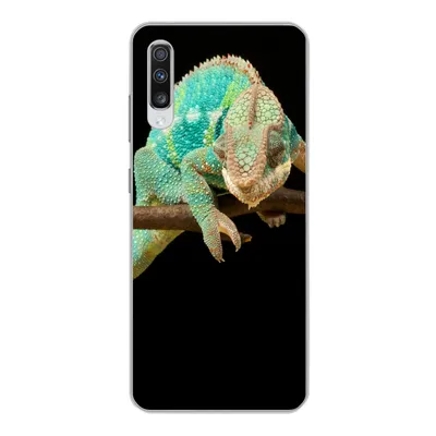 Produktbild von MuchoWow® Handyhülle Schutzhülle Hülle für Samsung Galaxy A70 Chamäleon - Zweig - Pastell Silikon Softcase Handy Hülle - Schutzhaube