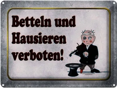 Produktbild von vianmo Blechschild 30x40 cm betteln Hausieren verboten Spruch Zitat
