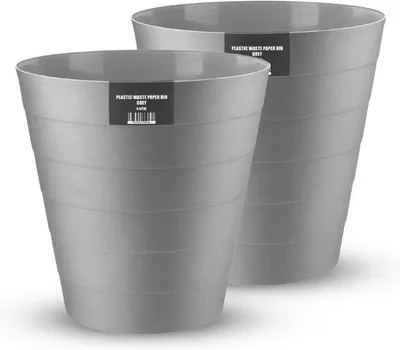 Image de Poubelle Famanu 6L - Lot de 2 en gris pour la cuisine, la salle de bain et la chambre - Design ouvert
