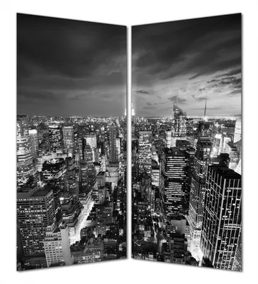 Produktbild von Wallario selbstklebende Duschrückwand 180 x 180 cm mit Motiv New York bei Nacht - Panoramablick über die Stadt - schwarzweiß - Wandverkleidung mit Hochglanzlaminat in Glasoptik