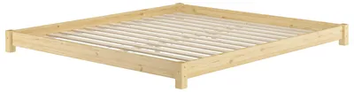 Produktbild von Niedriges Bodenbett Ehebett Vollholzbett in Kingsize 200x200 Kiefer massiv V-60.51-20Rollrost inkl.