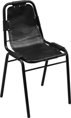 Produktbild von vidaXL Esszimmerstühle 2 Stk. Schwarz Echtleder