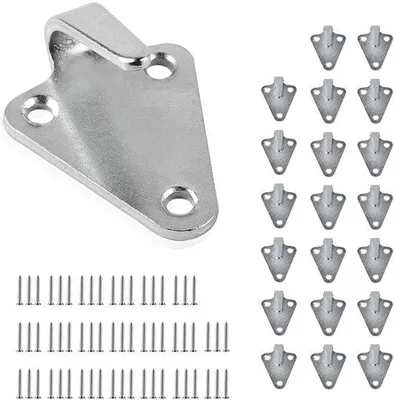 Zdjęcie produktu dla Haczyki mocujące, 20 sztuk - Haczyki do plandek/siatek - Haczyki do przyczep - Haczyki żeliwne - 5,2 cm x 4,2 cm x 2,6 cm - Z wkrętami - Haczyk