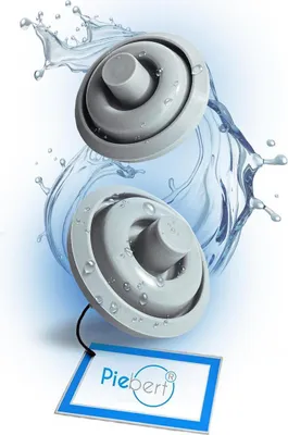 Two gray sealing rings with water splashes and a product tag.