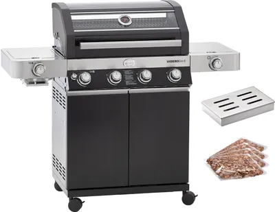 Produktbild von RÖSLE "RÖSLE BBQ Gasgrill Videro G4-S Vario+ schwarz mit Räucherset"